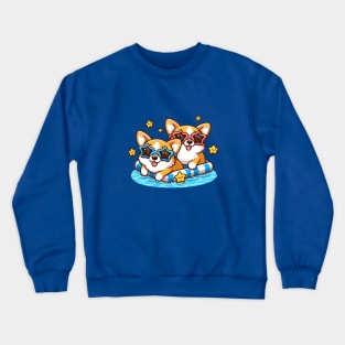 Corgi pool party Crewneck Sweatshirt